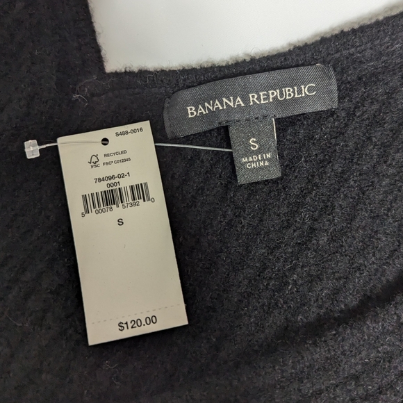 NWT Banana Republic wool blend sweater wide ribbed deep vneck size sm - Picture 9 of 15